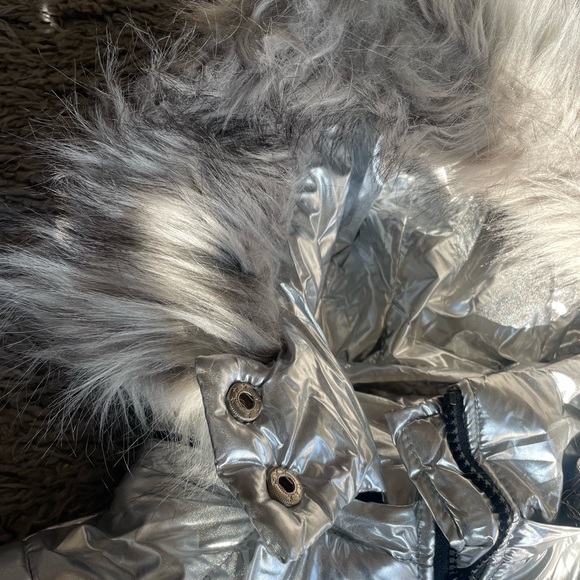 - -❄️ Women  SILVER Winter Onesies Ski Suit Fur Collar Ski Jumpsuit Snowsuit NEW - Picture 9 of 17